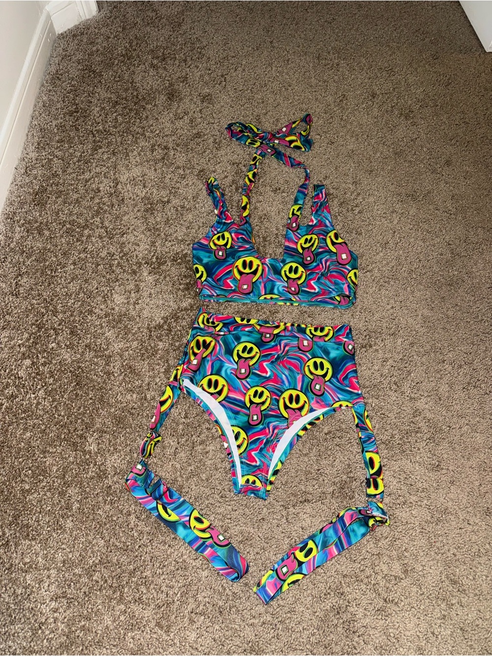 Colorful Smiley Rave Outfit